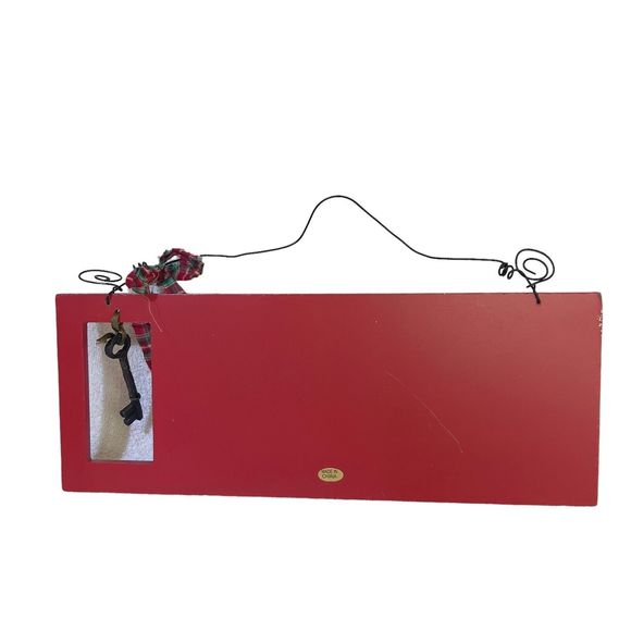 Christmas Wooden Hanging Sign “Dear Santa” Key for Door Red Green Dots 12x7x1 - Picture 4 of 4